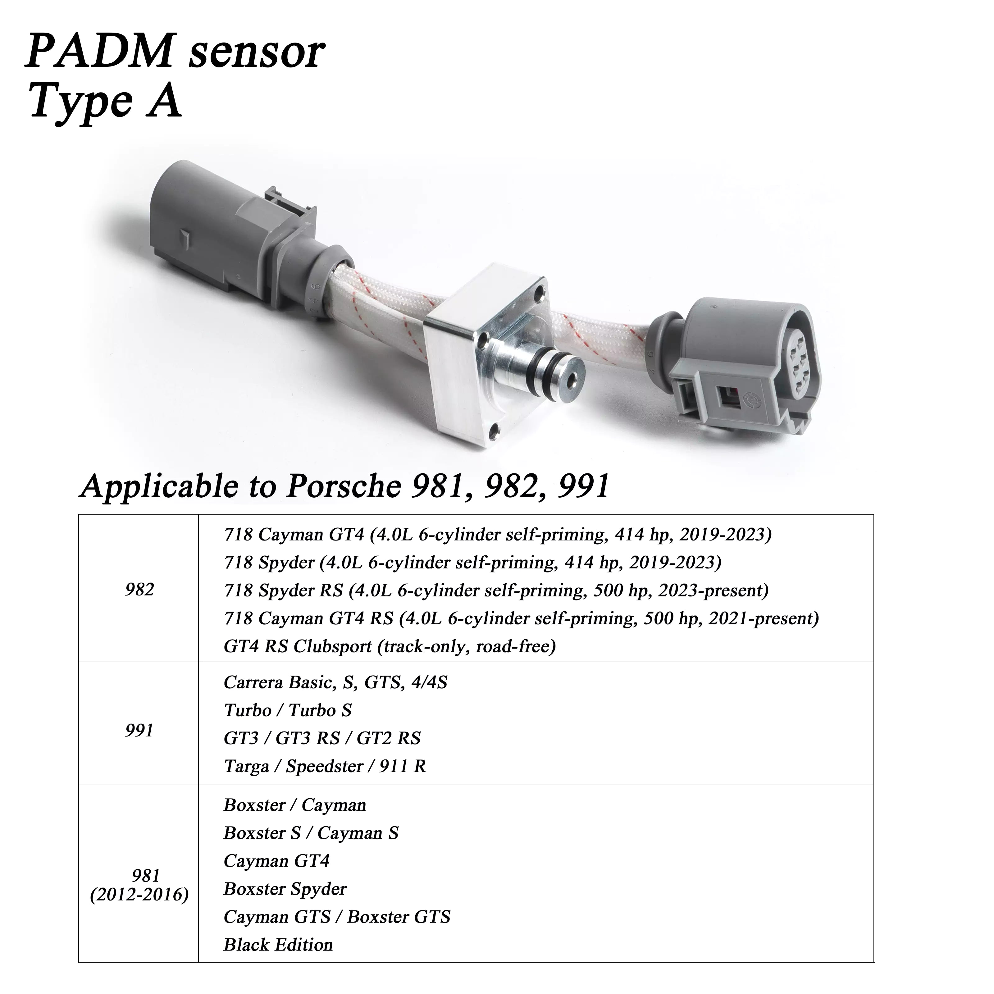 Porsche PADM sensor—Type A Porshce 911/718（Applicable to 981/982/991）